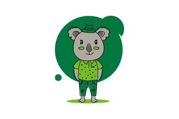 Adorable Cartoon Baby Animal Koala with Uniform Design for Mascots and Print