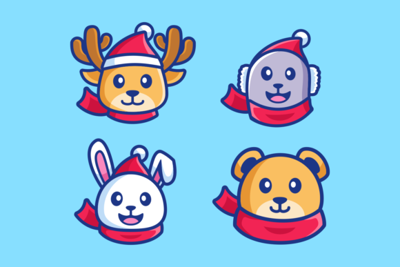 Cartoon Animal Head Winter: Your Go-To Festive Design Asset