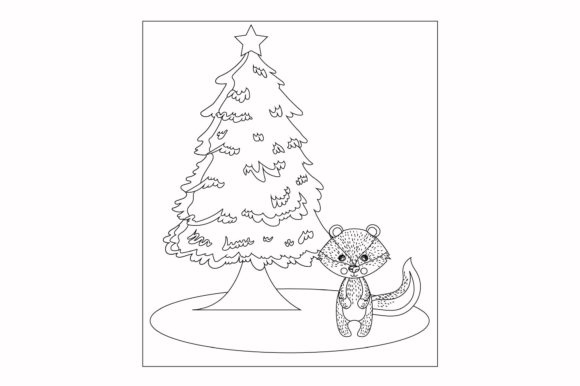 Coloring Christmas Tree and Animal: A Festive Design Asset