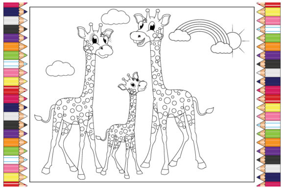 Coloring Giraffe Animal Cartoon for Kids: A Playful Creative Asset