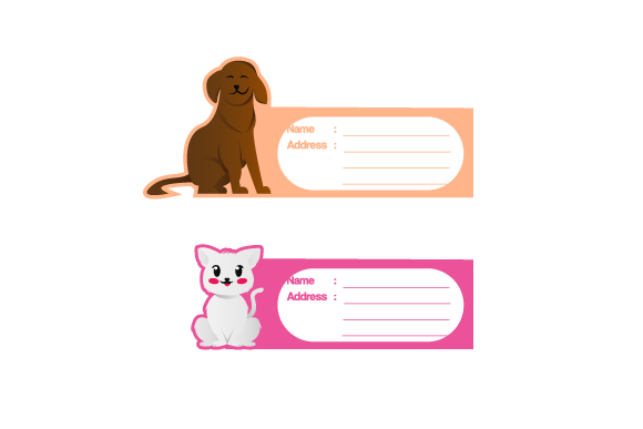 Cute Animal Label Design: Pet Dog and Cat Character Art
