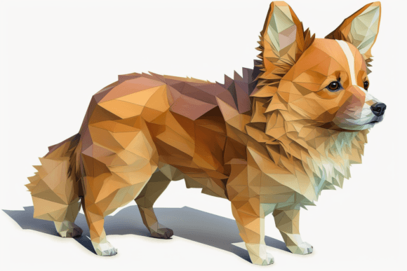 Cute Polygonal Dog: 3D Low Poly Art for Modern Design