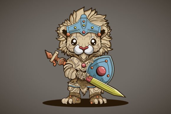 Lion King of Animal Warrior with Sword: A Bold Design Asset