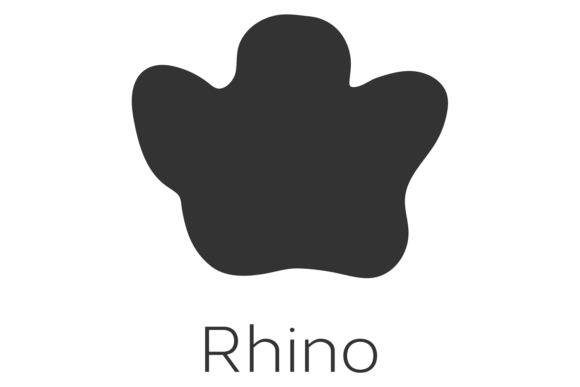 Rhino Footprint: Bold African Animal Paw Black Silhouette