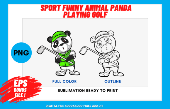 Sport Funny Animal Panda Playing Golf: A Playful Design Asset