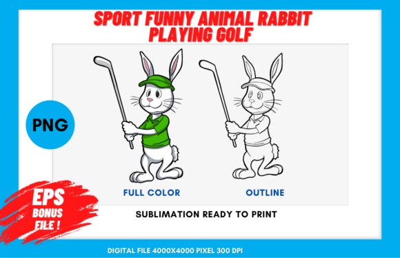 Sport Funny Animal Rabbit Playing Golf: A Playful Touch for Creative Projects