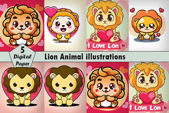 Stunning Lion Animal Illustrations for Creative Projects
