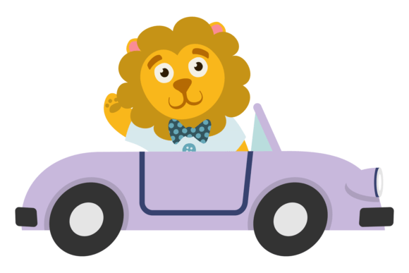 The Playful Power of Funny Lion in Cartoon Car