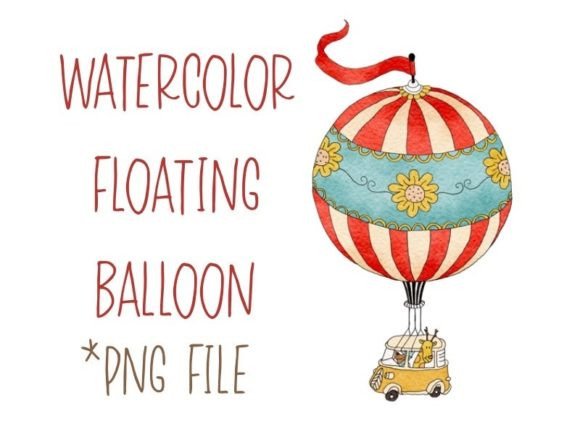 Watercolor Floating Balloon with Animal: A Touch of Whimsy for Your Designs