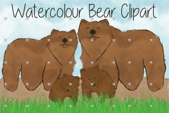 Watercolour Bear Clipart: Your Complete Animal Family Design Kit